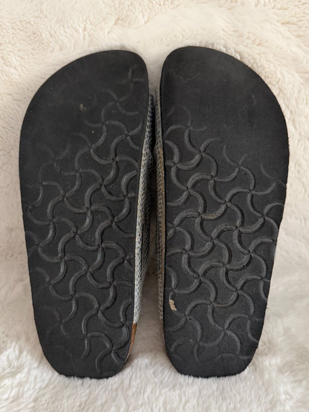 Birkenstock Arizona Shiny Python Two-Strap Dusty Blue Slide Sandal Size: EU36 - Picture 14 of 16